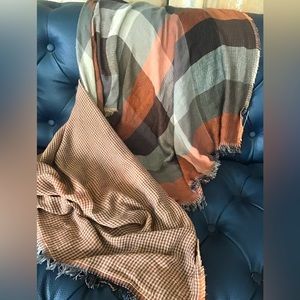 pretty persuasions scarf Reversible Fall Brown Plaid Checked NEW